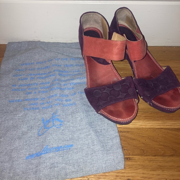 Fleuvog Selma Embossed Suede Sandal Clog - Picture 1 of 6